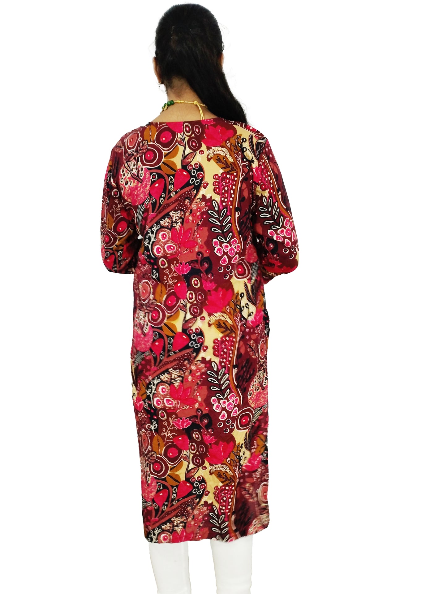 PU Fashion Pure Rayon Red Floral Printed Straight Kurti for Women | Elegant & Stylish Everyday Wear