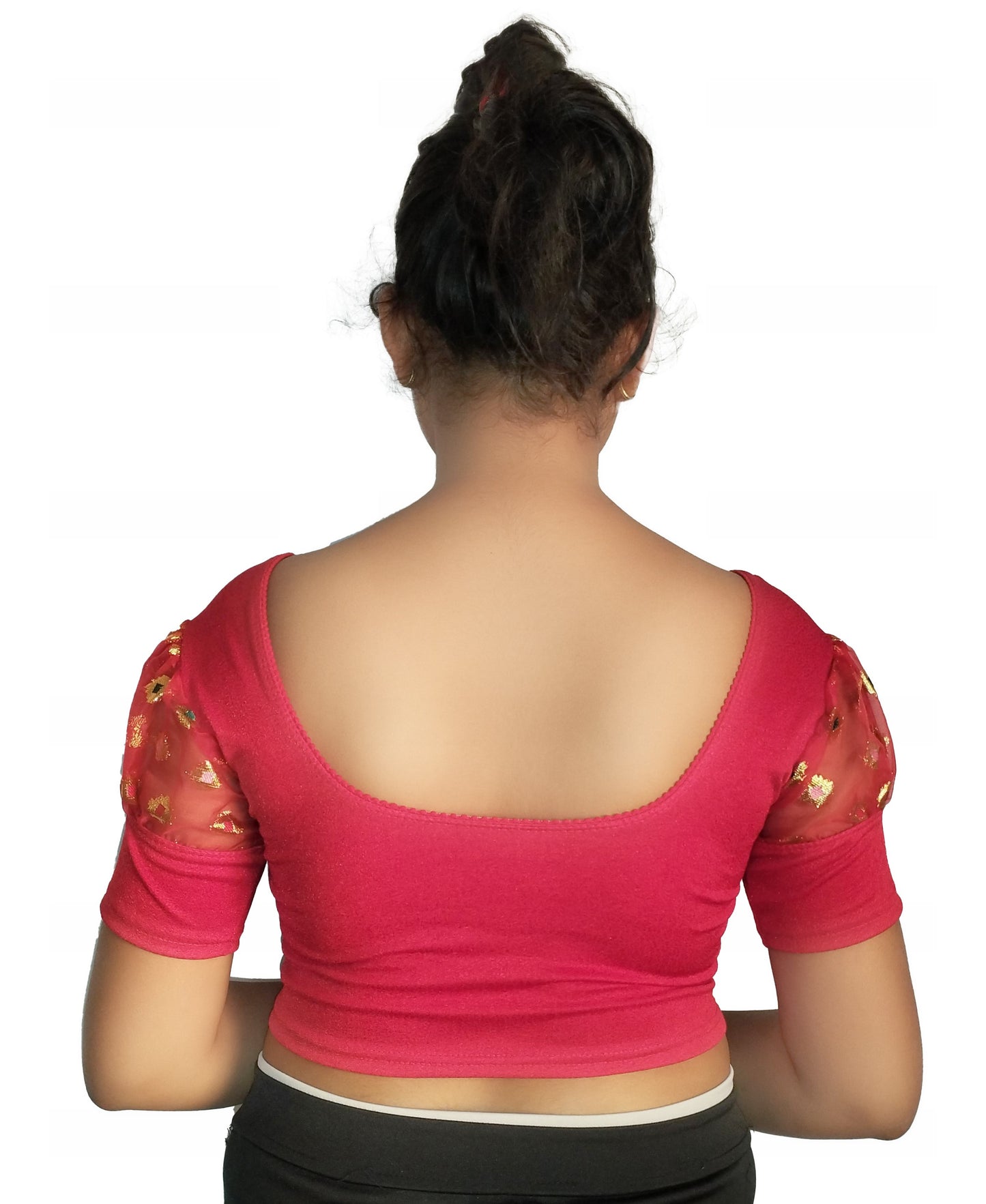 Stretchable Cotton Lycra Blouse with Stylish Puff Sleeves – Breathable & Comfortable | PU Fashion