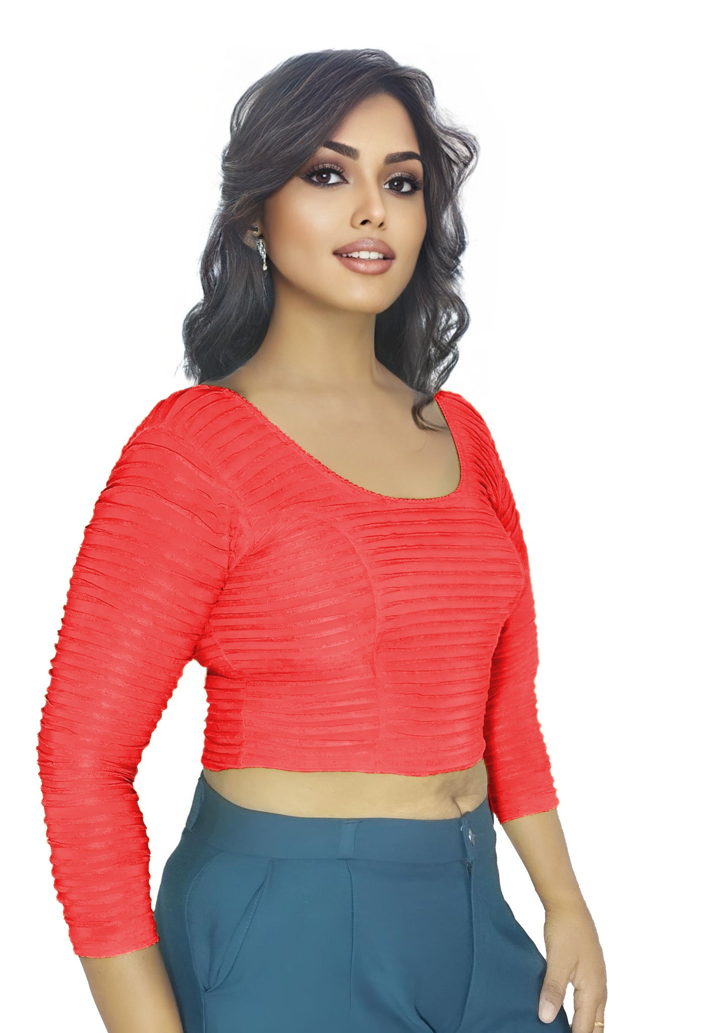 PU Fashion Lycra Stretchable Blouse – Readymade Full Sleeve Designer Saree Blouse