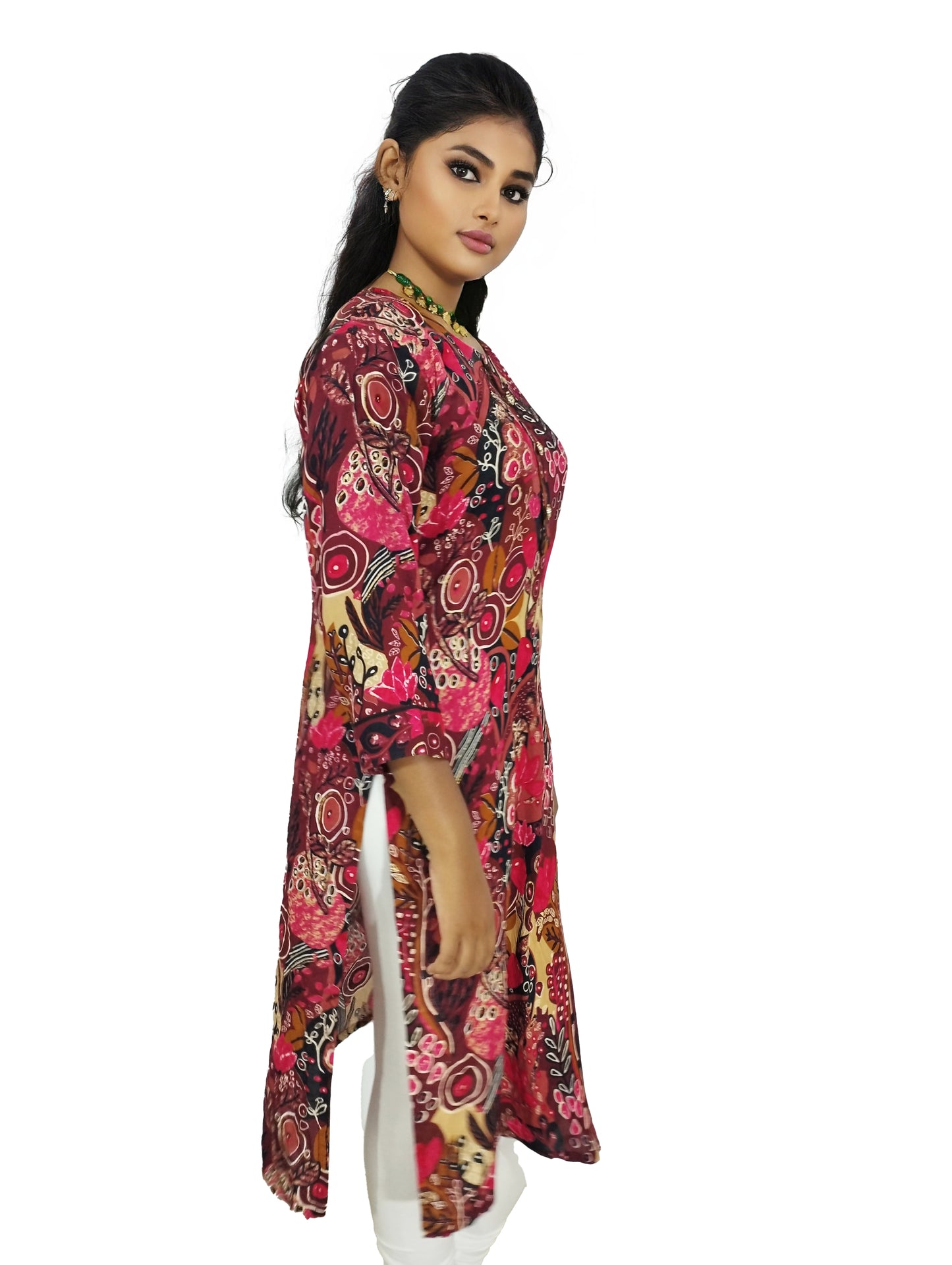 PU Fashion Pure Rayon Red Floral Printed Straight Kurti for Women | Elegant & Stylish Everyday Wear