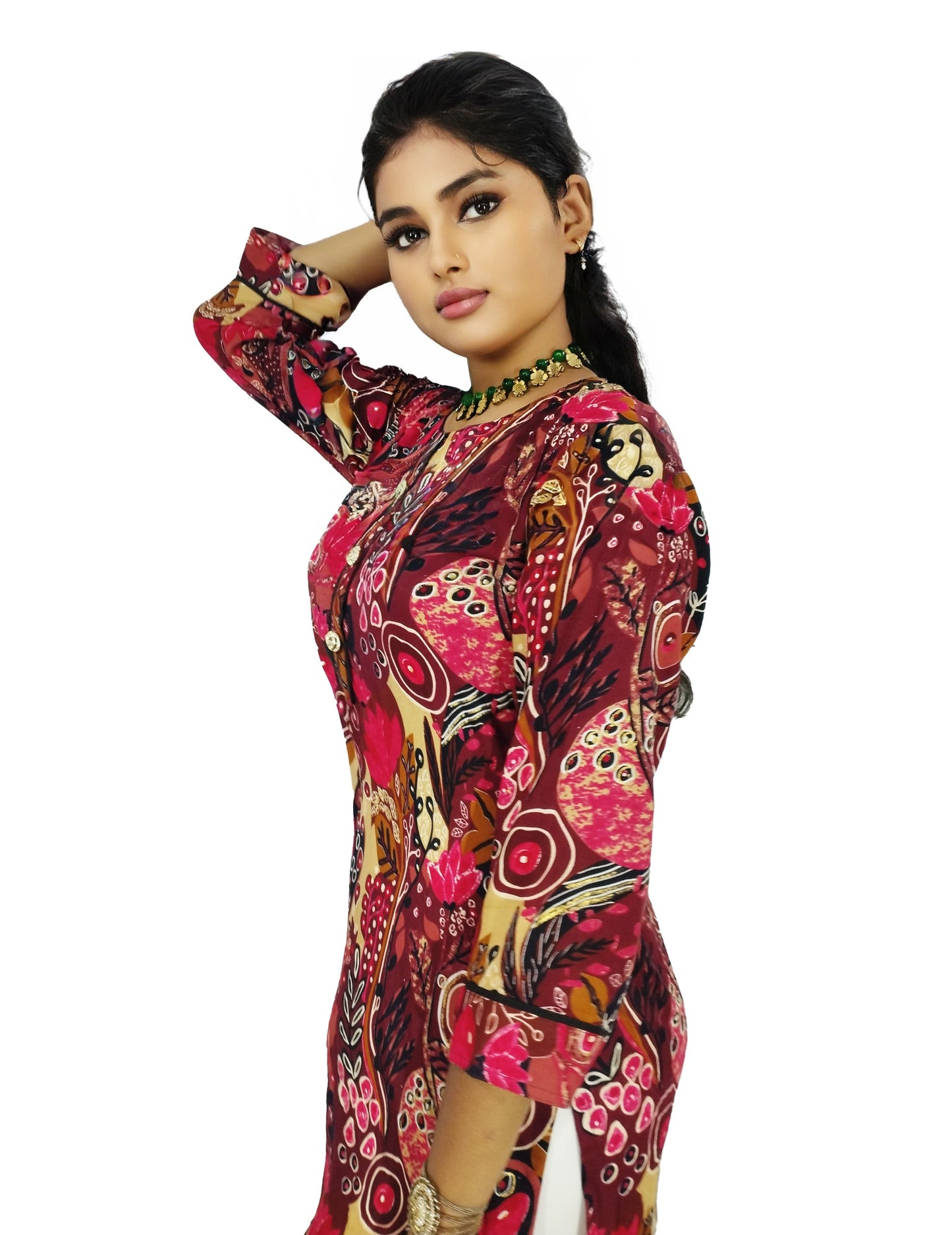 PU Fashion Pure Rayon Red Floral Printed Straight Kurti for Women | Elegant & Stylish Everyday Wear