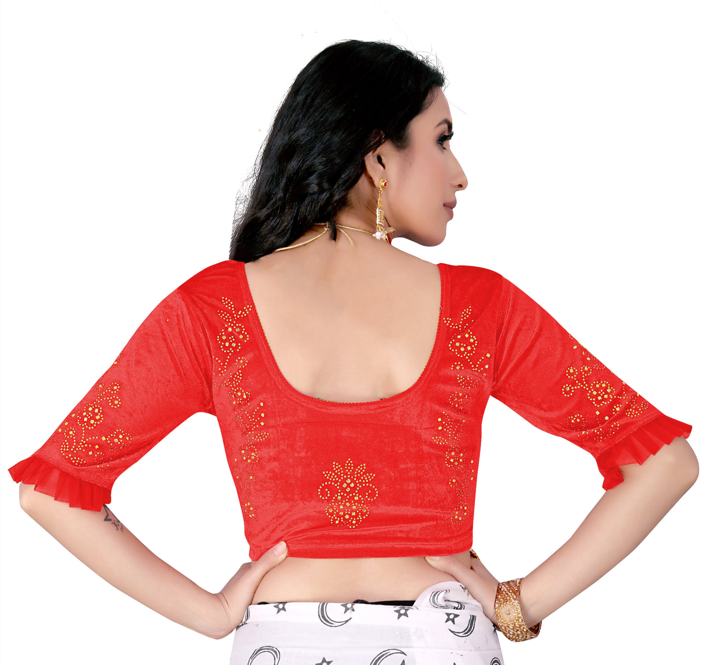 PU Fashion Stretchable Sequin Embroidery Blouse for Saree, Lehenga & Party Wear