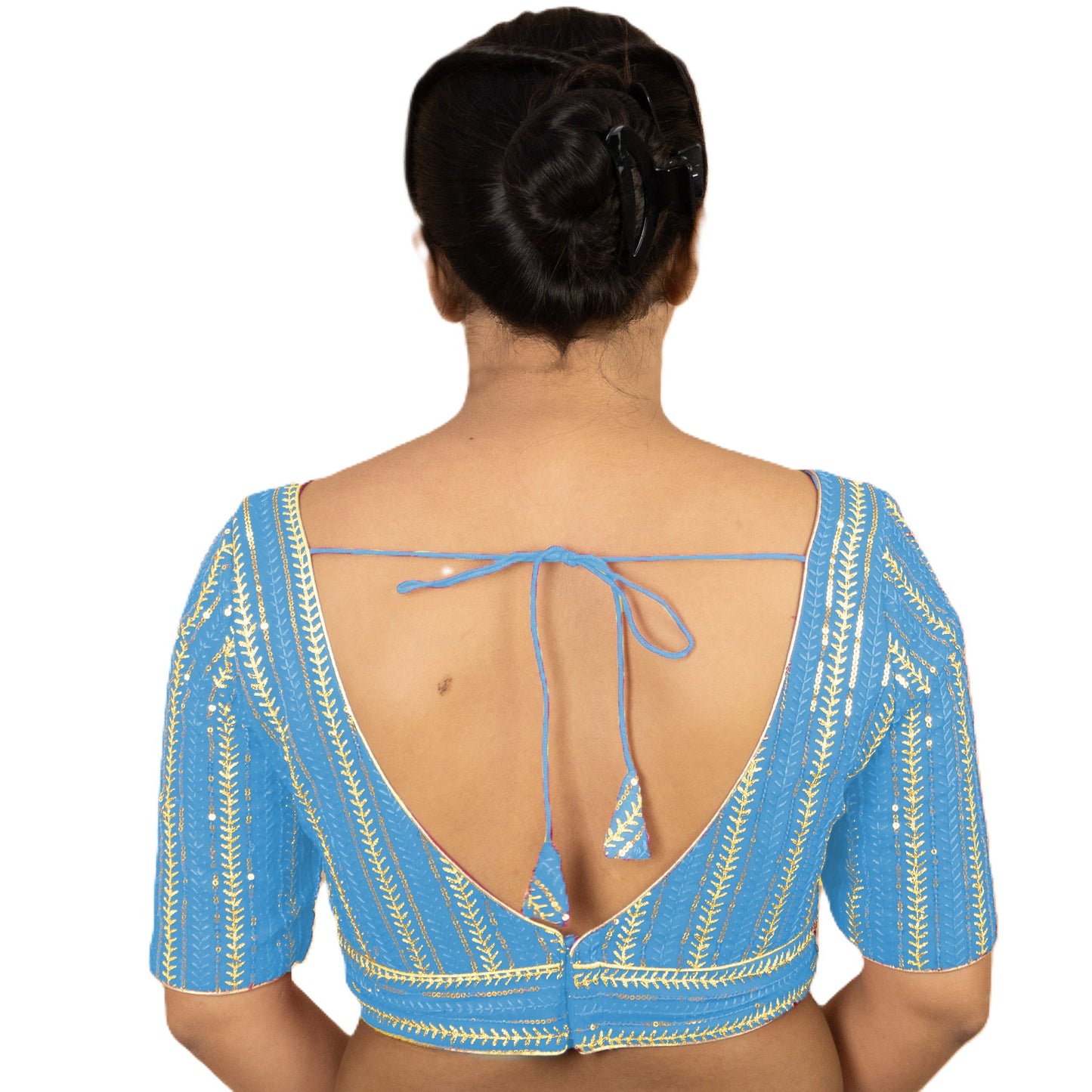 Fancy Designer Blouse with Golden Embroidery – Multiple Colors | PU Fashion