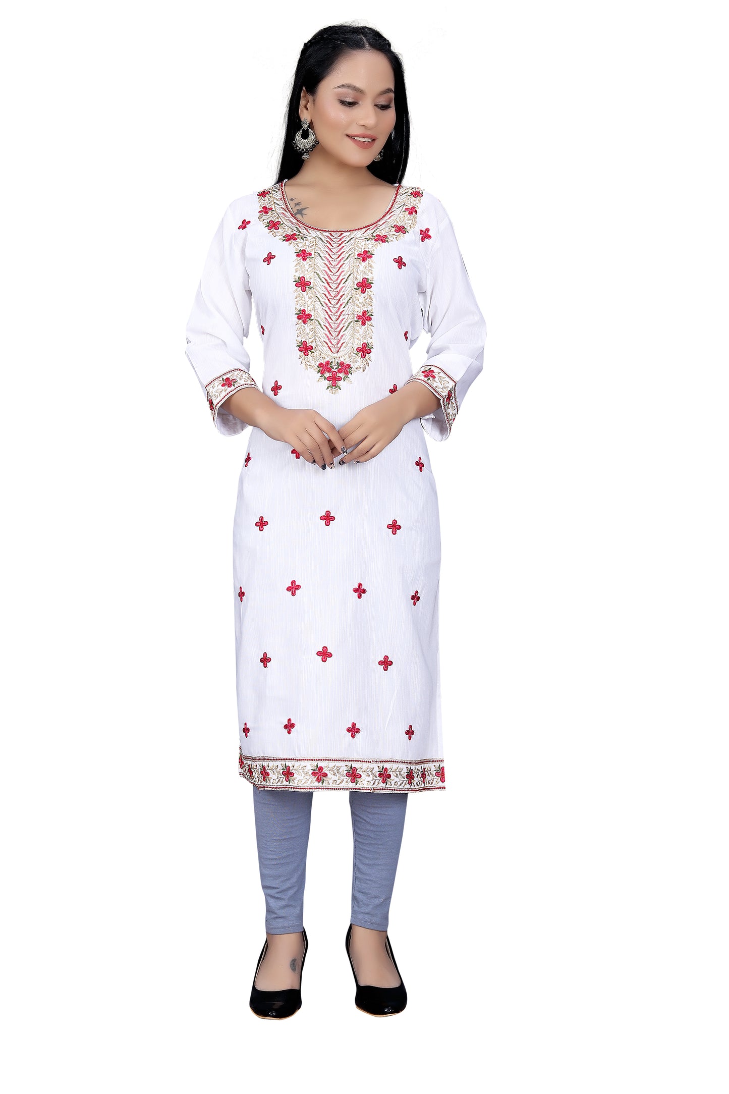 Elegant Embroidered Straight Kurti for Women | Festive & Office Wear
