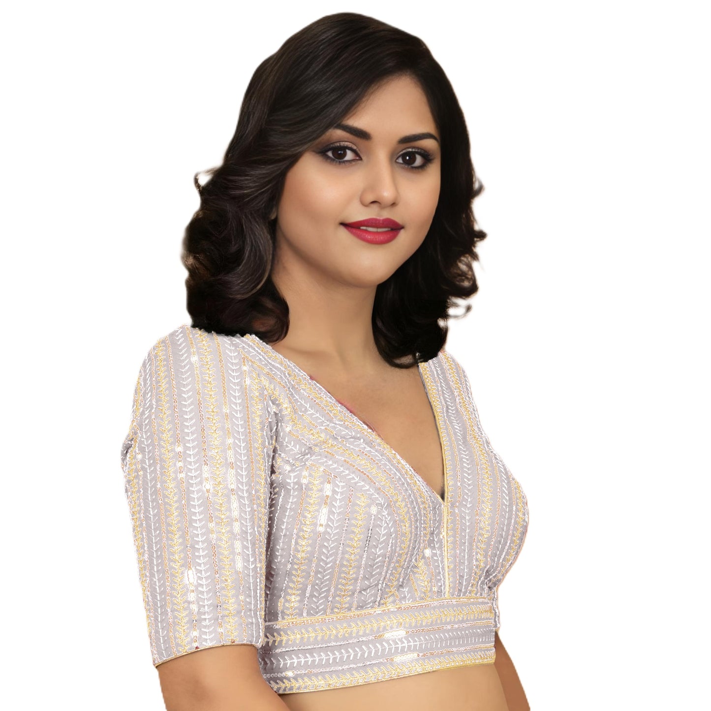 Fancy Designer Blouse with Golden Embroidery – Multiple Colors | PU Fashion