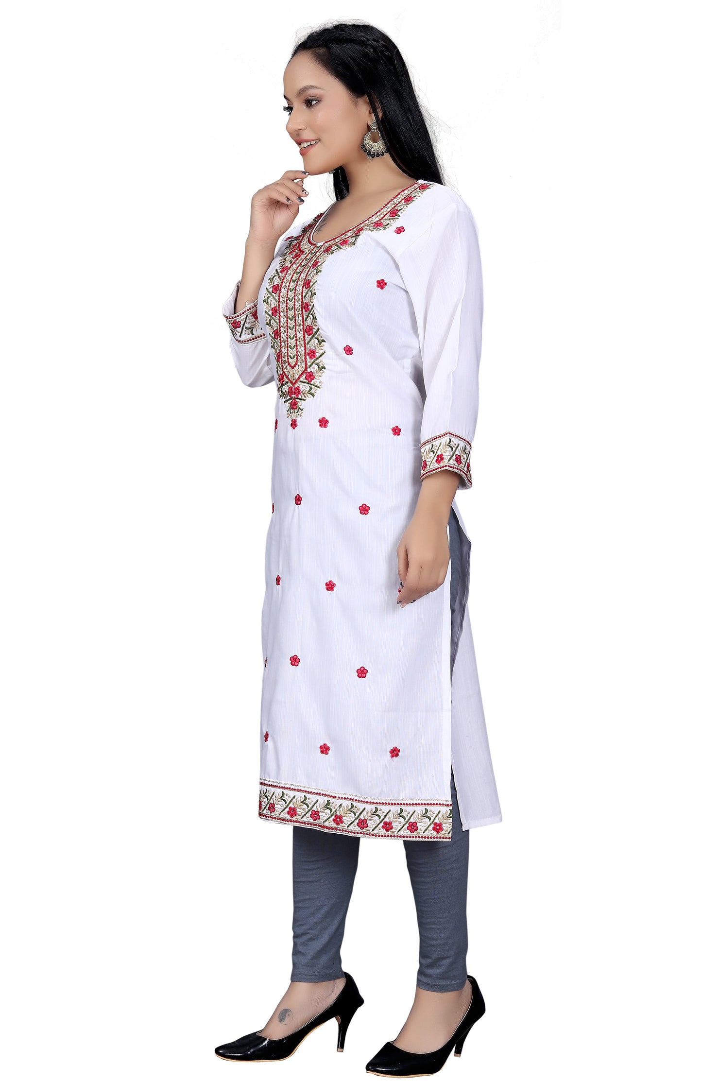 PU Fashion Women's Embroidered Straight Kurti | Elegant Festive & Office Wear