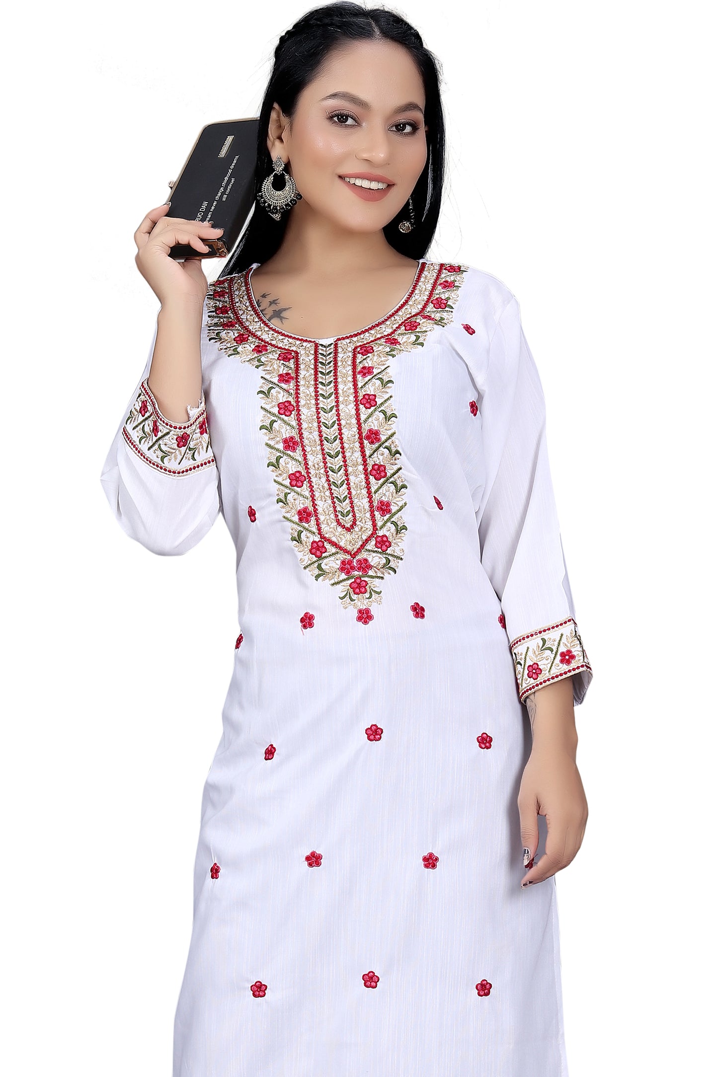 PU Fashion Women's Embroidered Straight Kurti | Elegant Festive & Office Wear