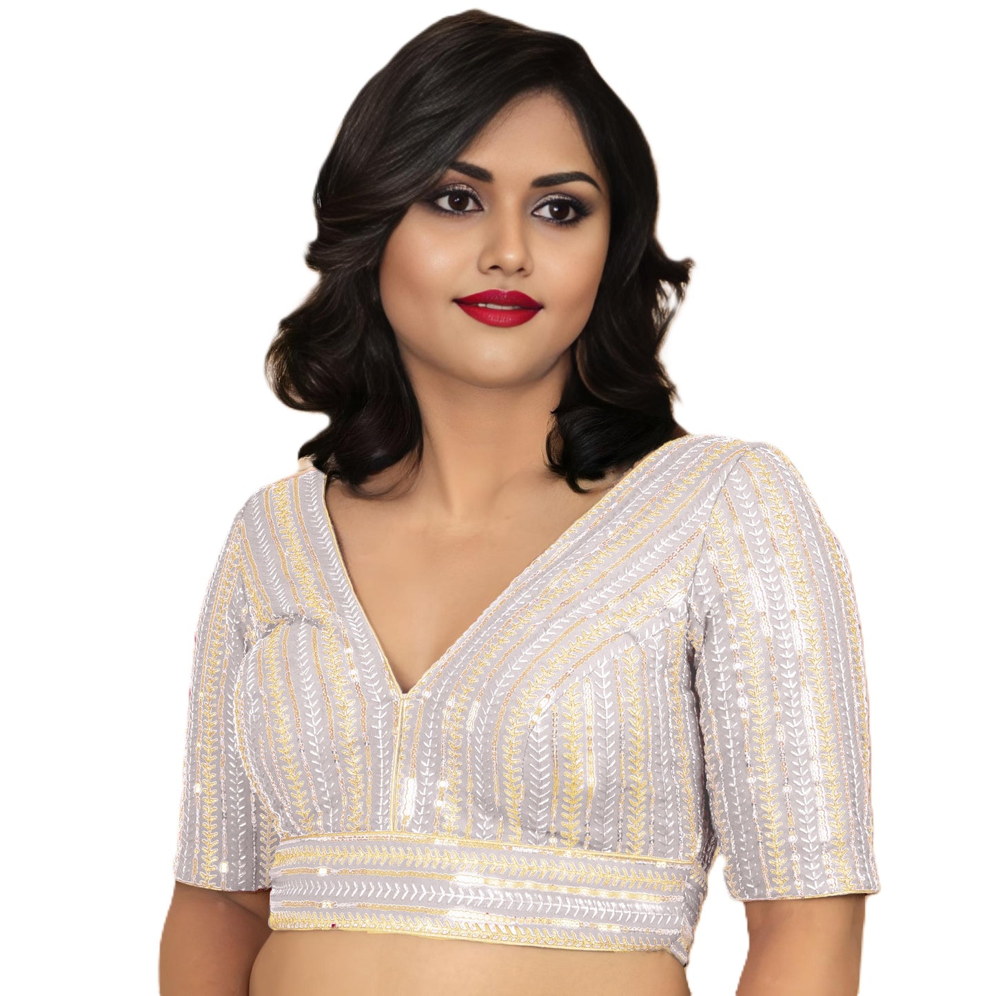 Fancy Designer Blouse with Golden Embroidery – Multiple Colors | PU Fashion