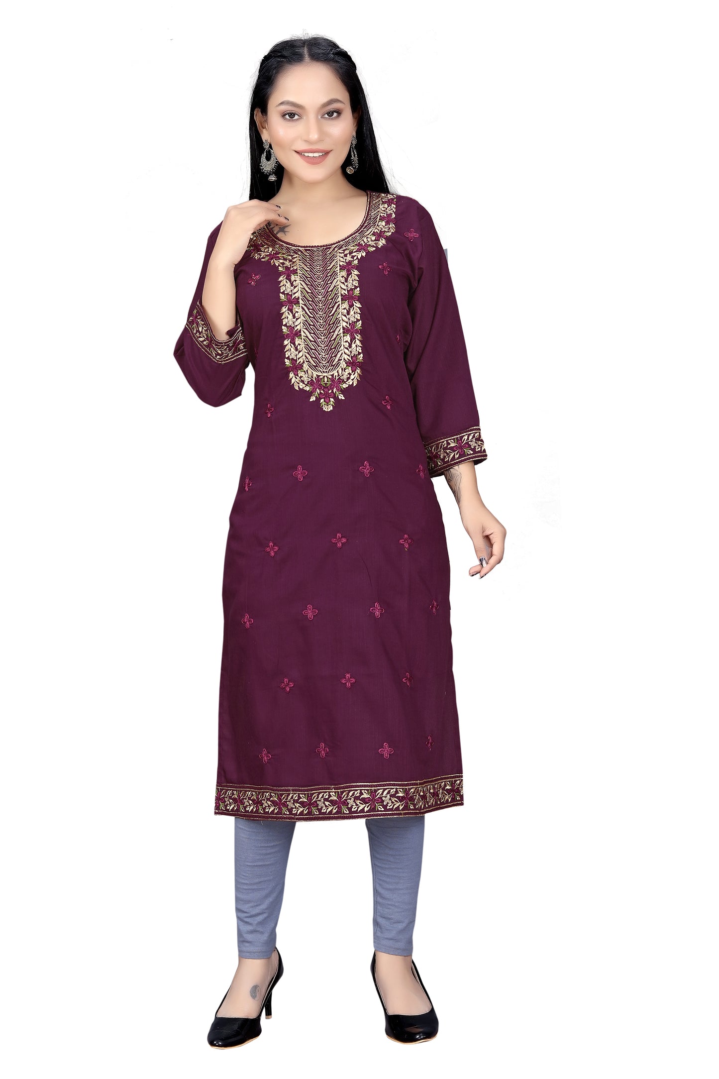 Elegant Embroidered Straight Kurti for Women | Festive & Office Wear