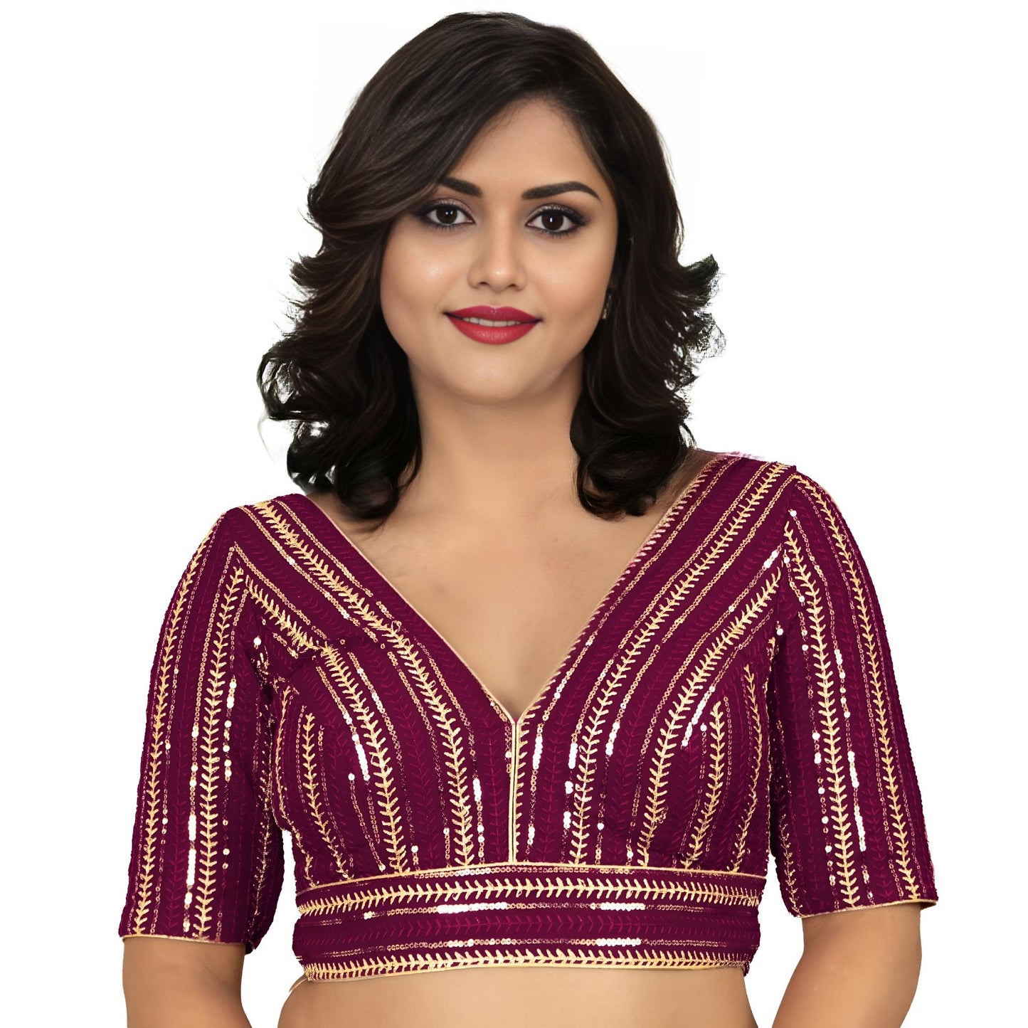 Fancy Designer Blouse with Golden Embroidery – Multiple Colors | PU Fashion