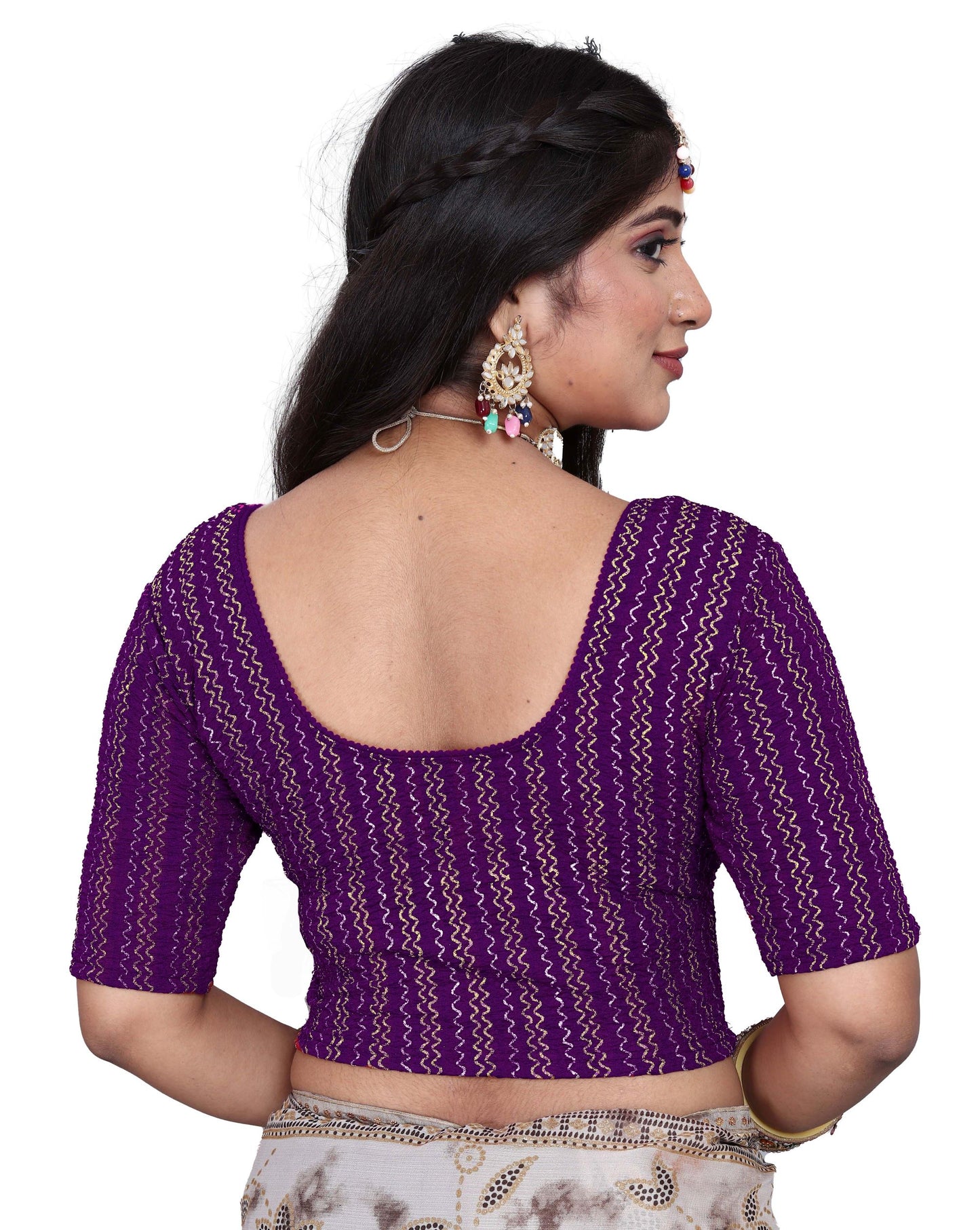 PU Fashion Designer Stretchable Embroidery Blouse for Saree & Lehenga