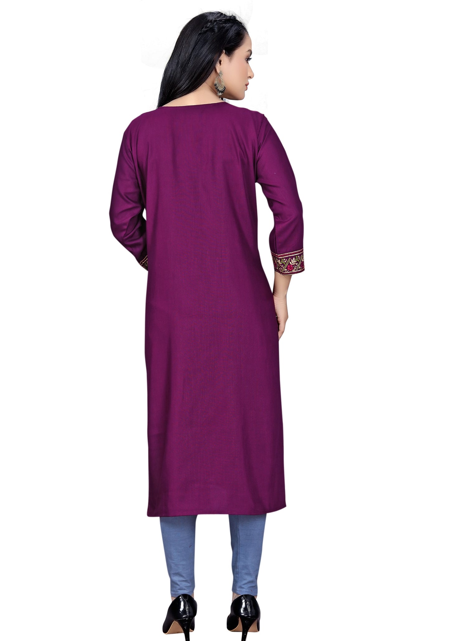 PU Fashion Women's Embroidered Straight Kurti | Elegant Festive & Office Wear