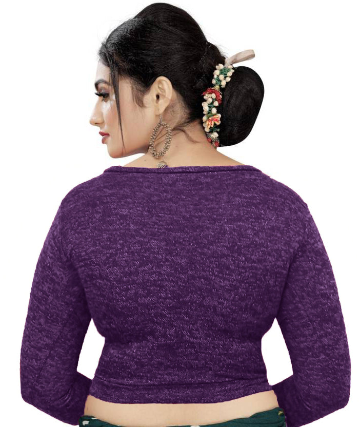 Stretchable Woolen Full Sleeves Blouse for Saree, Lehenga, and Winter Wear