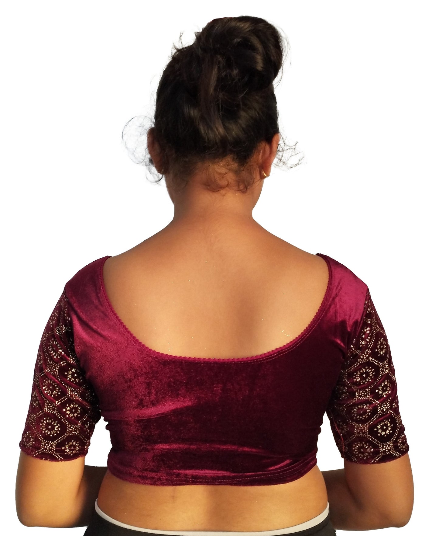 PU Fashion Black Velvet Fancy Blouse with Golden Work | Readymade Designer Blouse for Saree and Lehenga