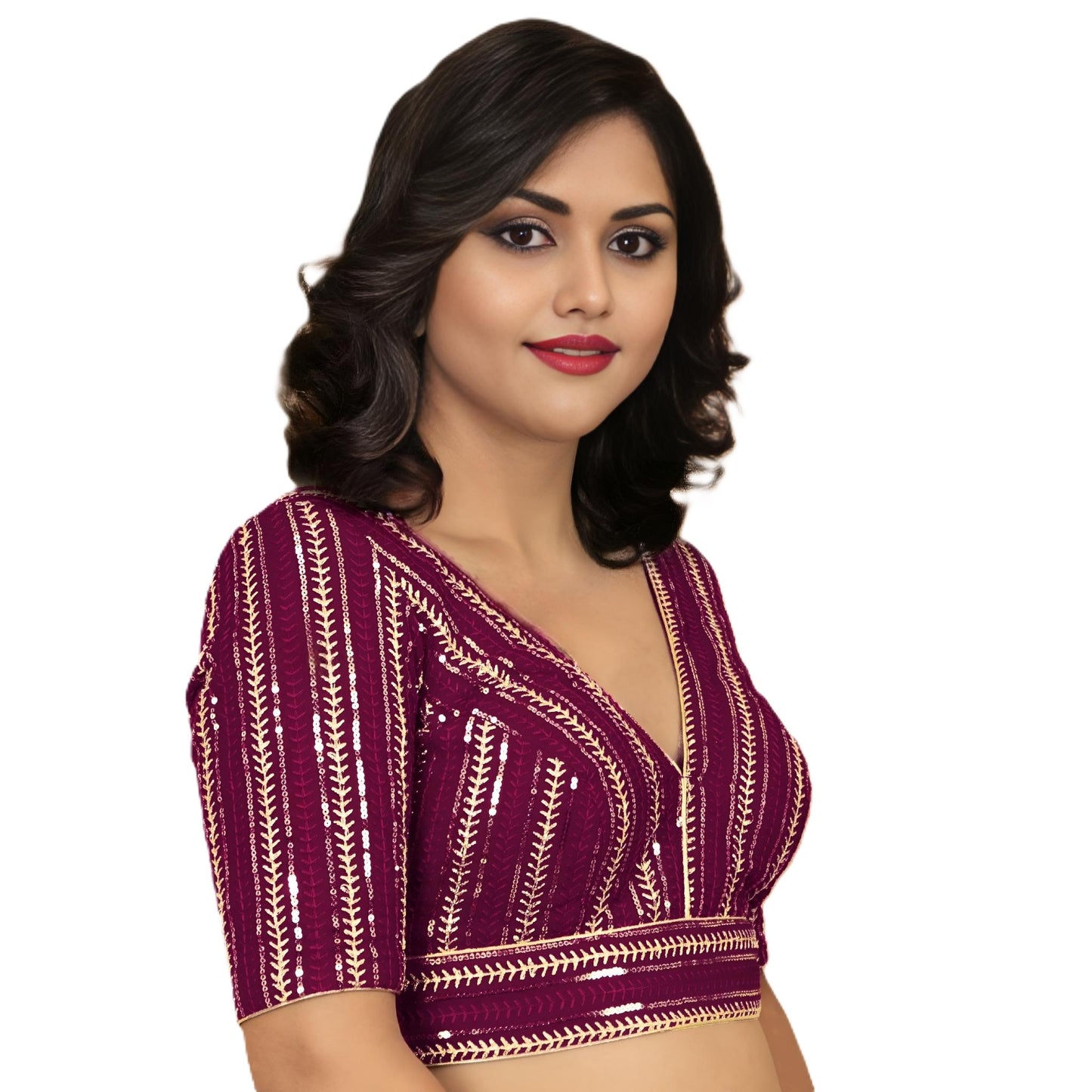 Fancy Designer Blouse with Golden Embroidery – Multiple Colors | PU Fashion