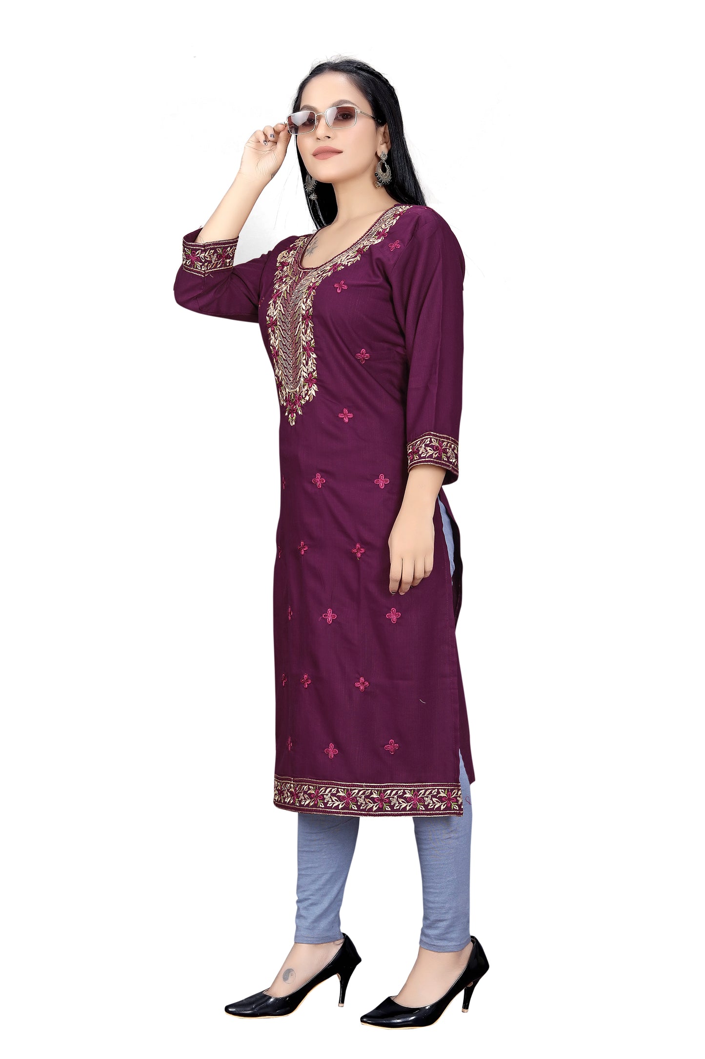 Elegant Embroidered Straight Kurti for Women | Festive & Office Wear