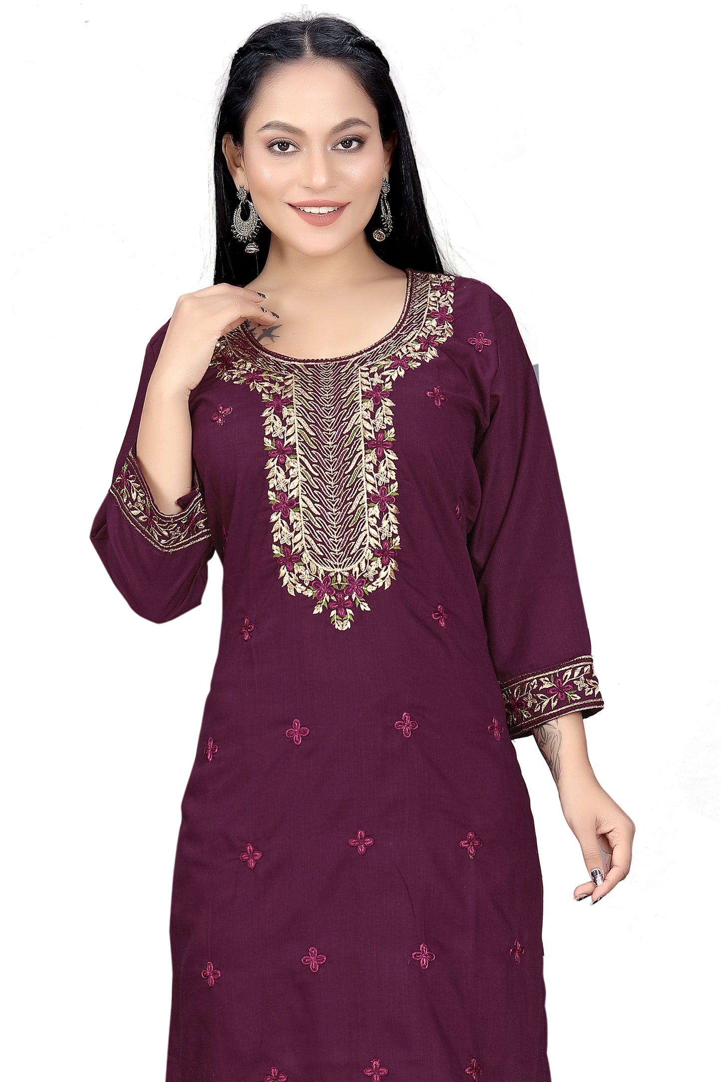Elegant Embroidered Straight Kurti for Women | Festive & Office Wear