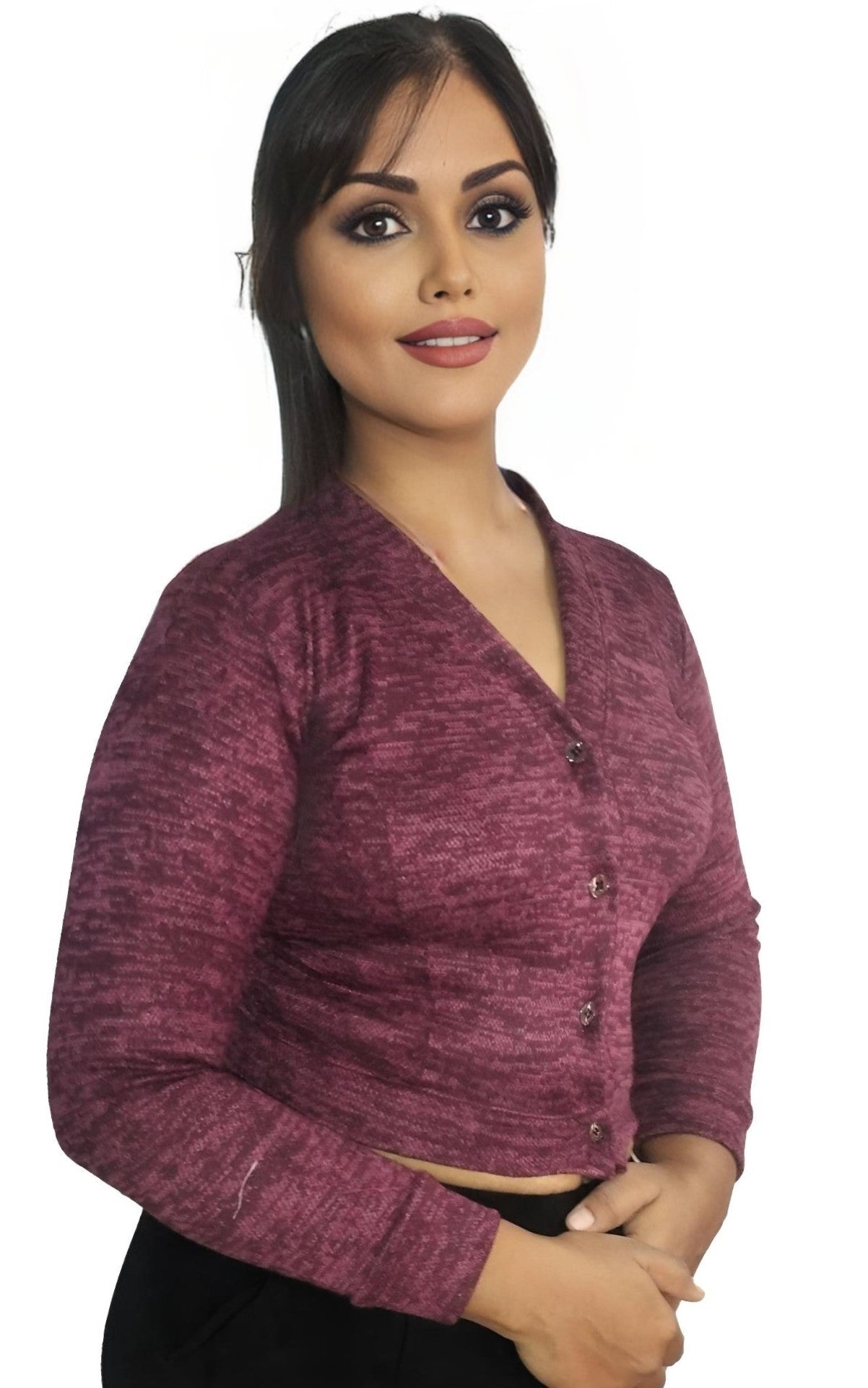 PU Fashion Women's Stylish Woolen Buttoned Cardigan – Full Sleeves, Warm & Trendy Winter Wear