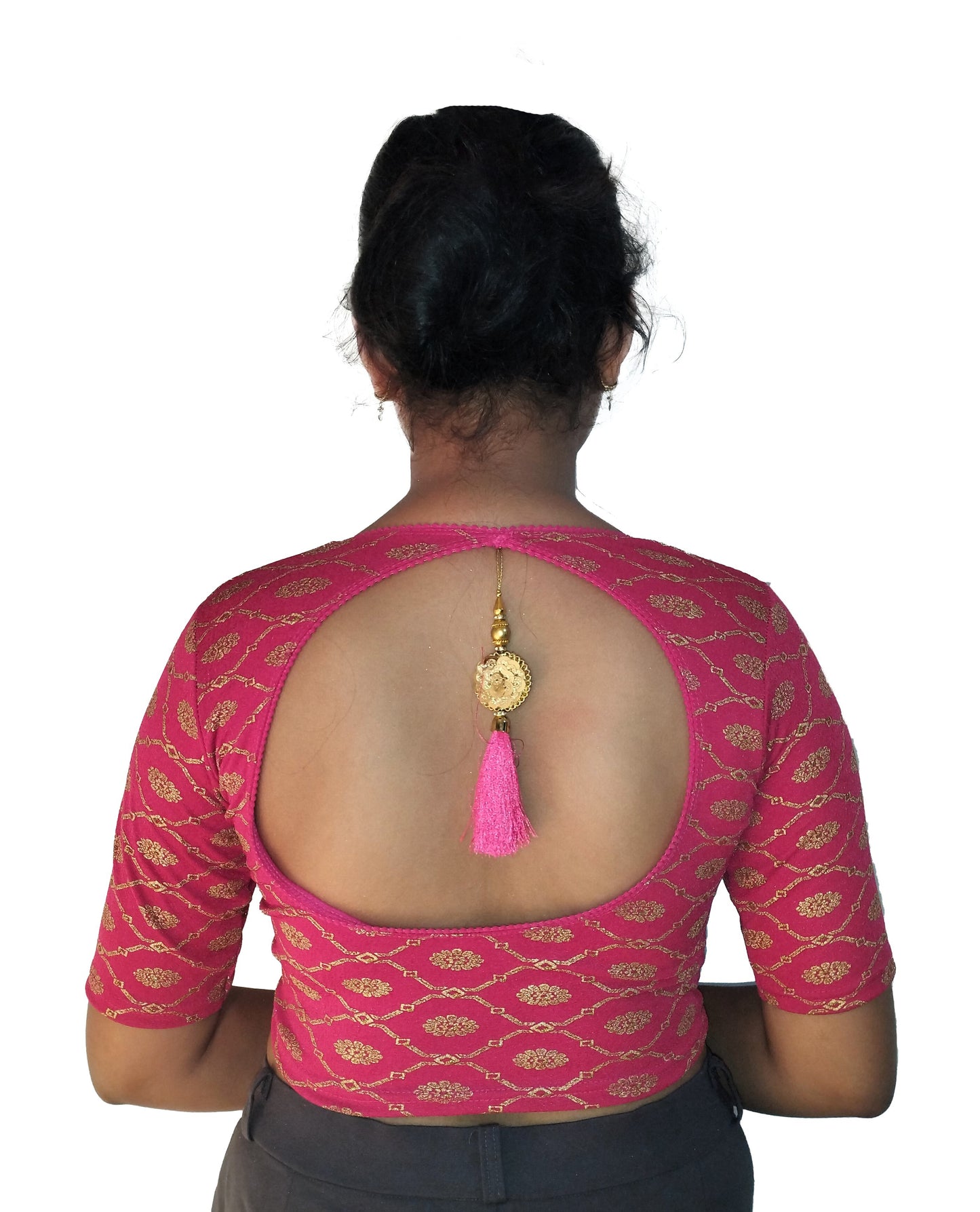 Cotton Lycra Stretchable Readymade Blouse with Fancy Latkan | Soft & Breathable Fabric