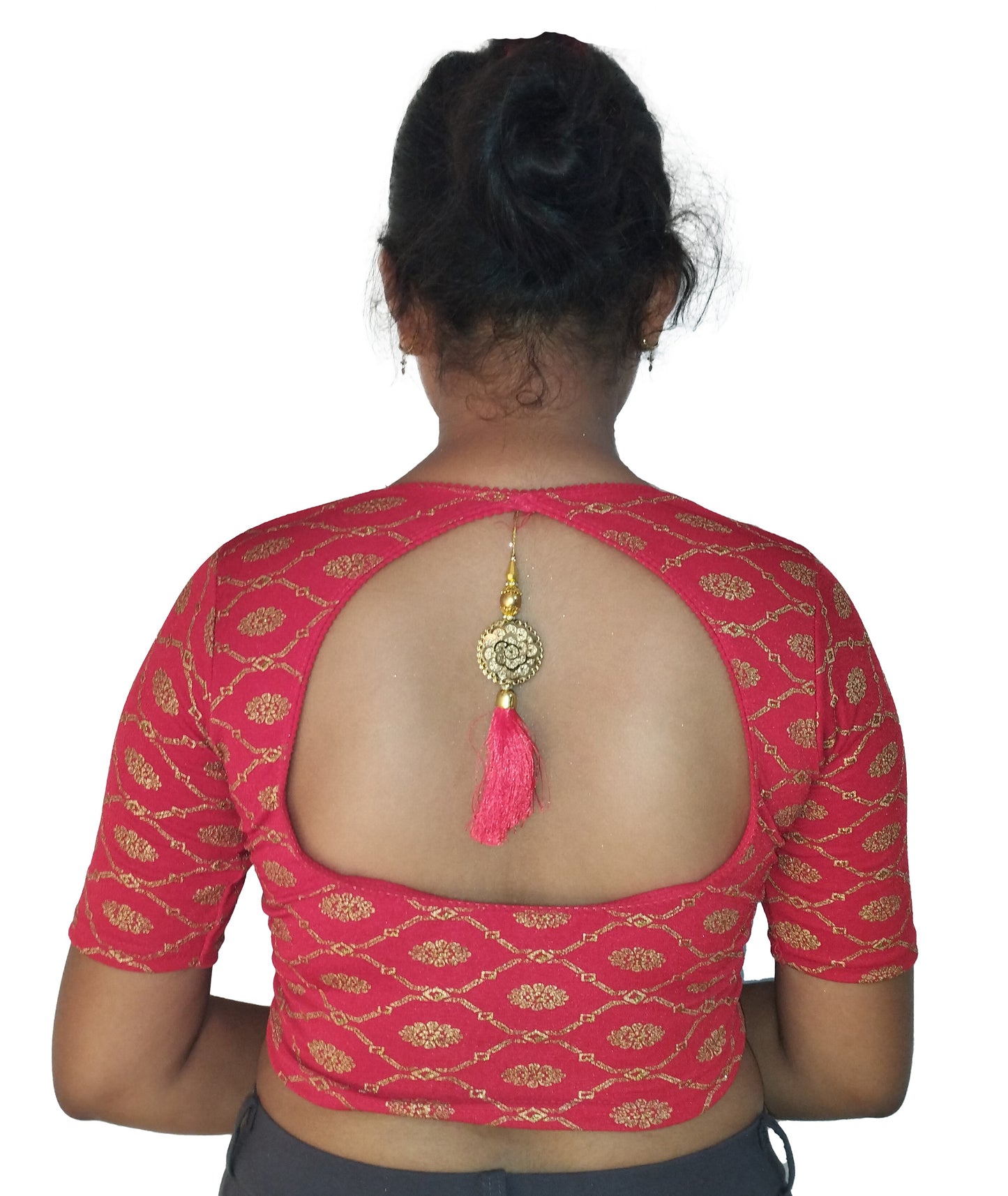 Cotton Lycra Stretchable Readymade Blouse with Fancy Latkan | Soft & Breathable Fabric
