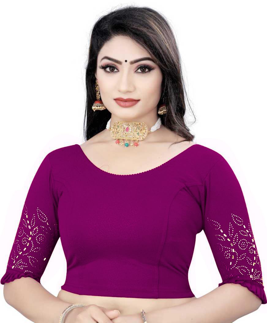 Saree Blouse with Stone Work & Frill Sleeves