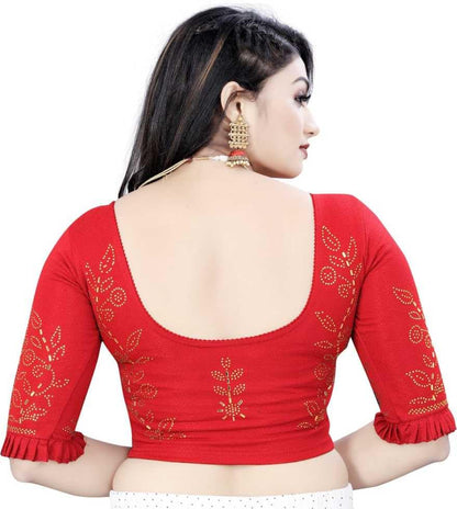 Saree Blouse with Stone Work & Frill Sleeves