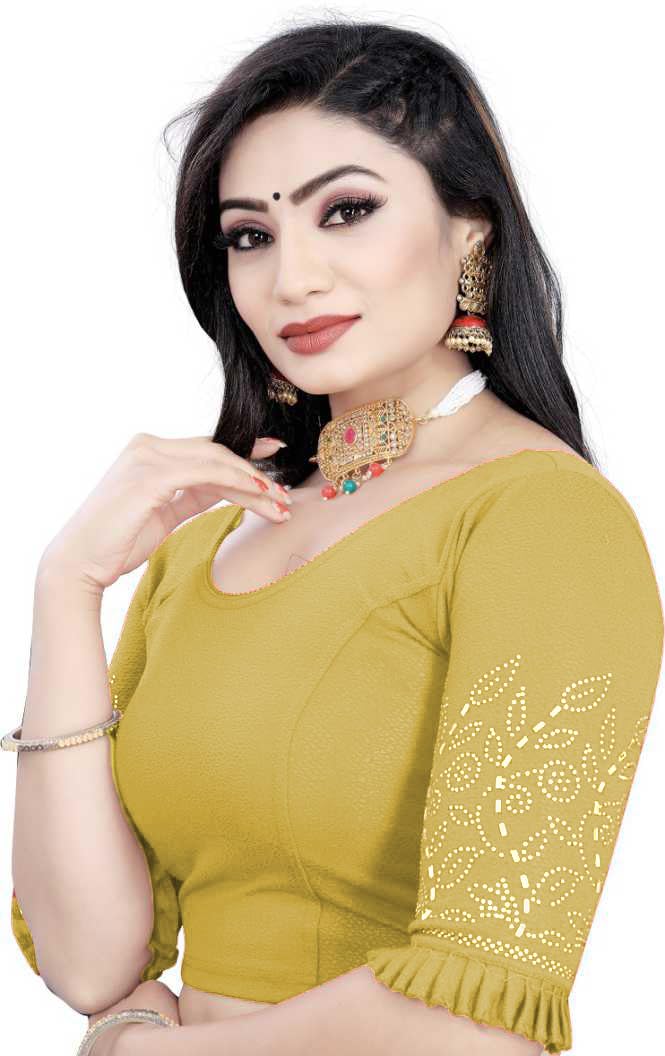 Saree Blouse with Stone Work & Frill Sleeves
