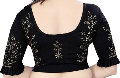 Saree Blouse with Stone Work & Frill Sleeves