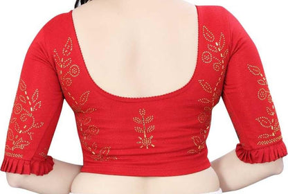 Saree Blouse with Stone Work & Frill Sleeves