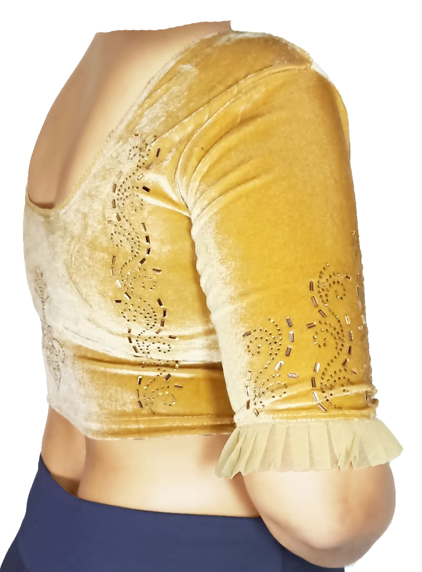 Partywear Soft Velvet Blouse with Stone Work