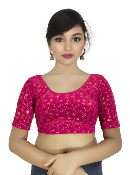 Velvet Saree Blouse with Golden Embroidery