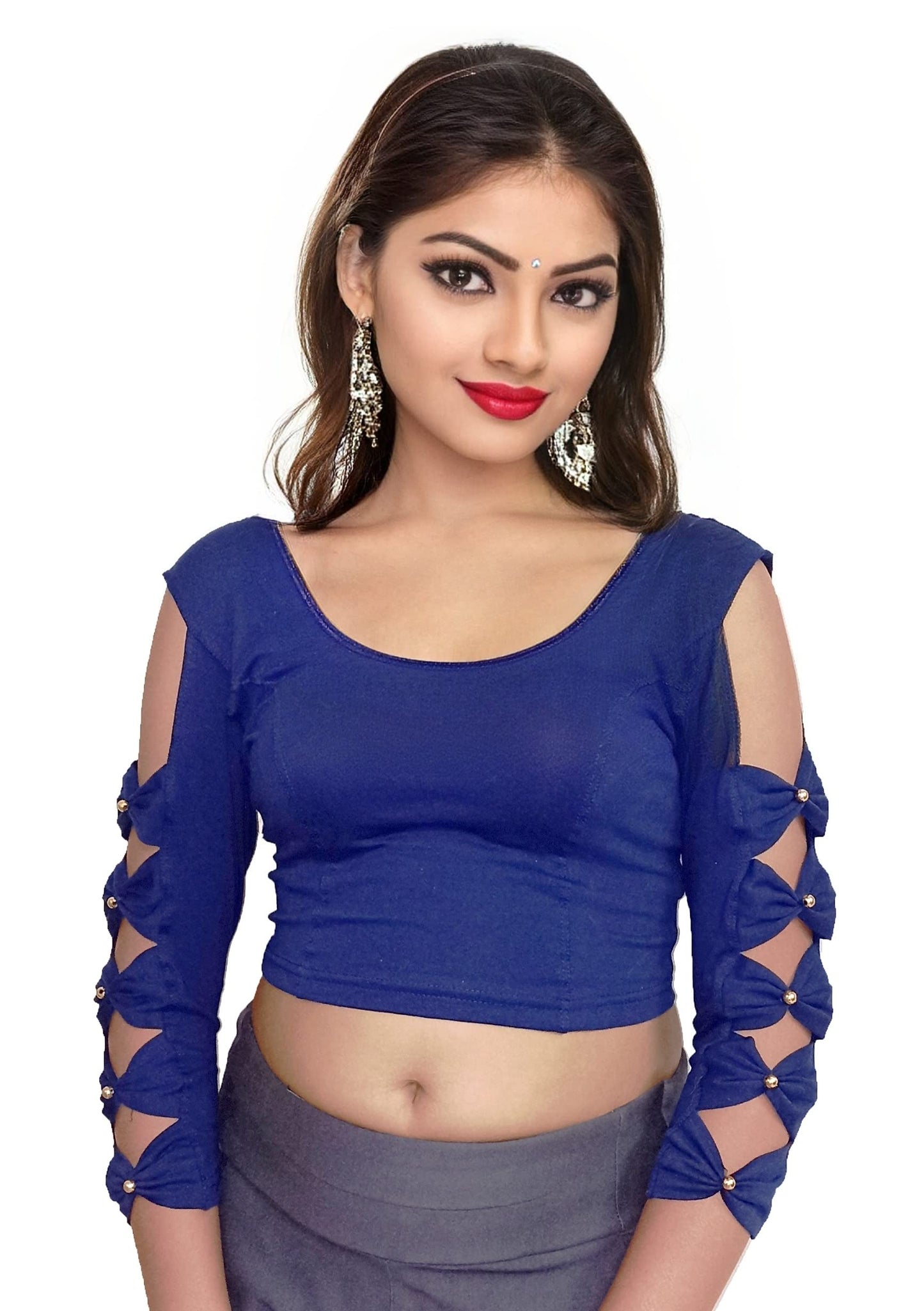 Cotton Stretchable Saree Blouse with Butterfly Sleeves