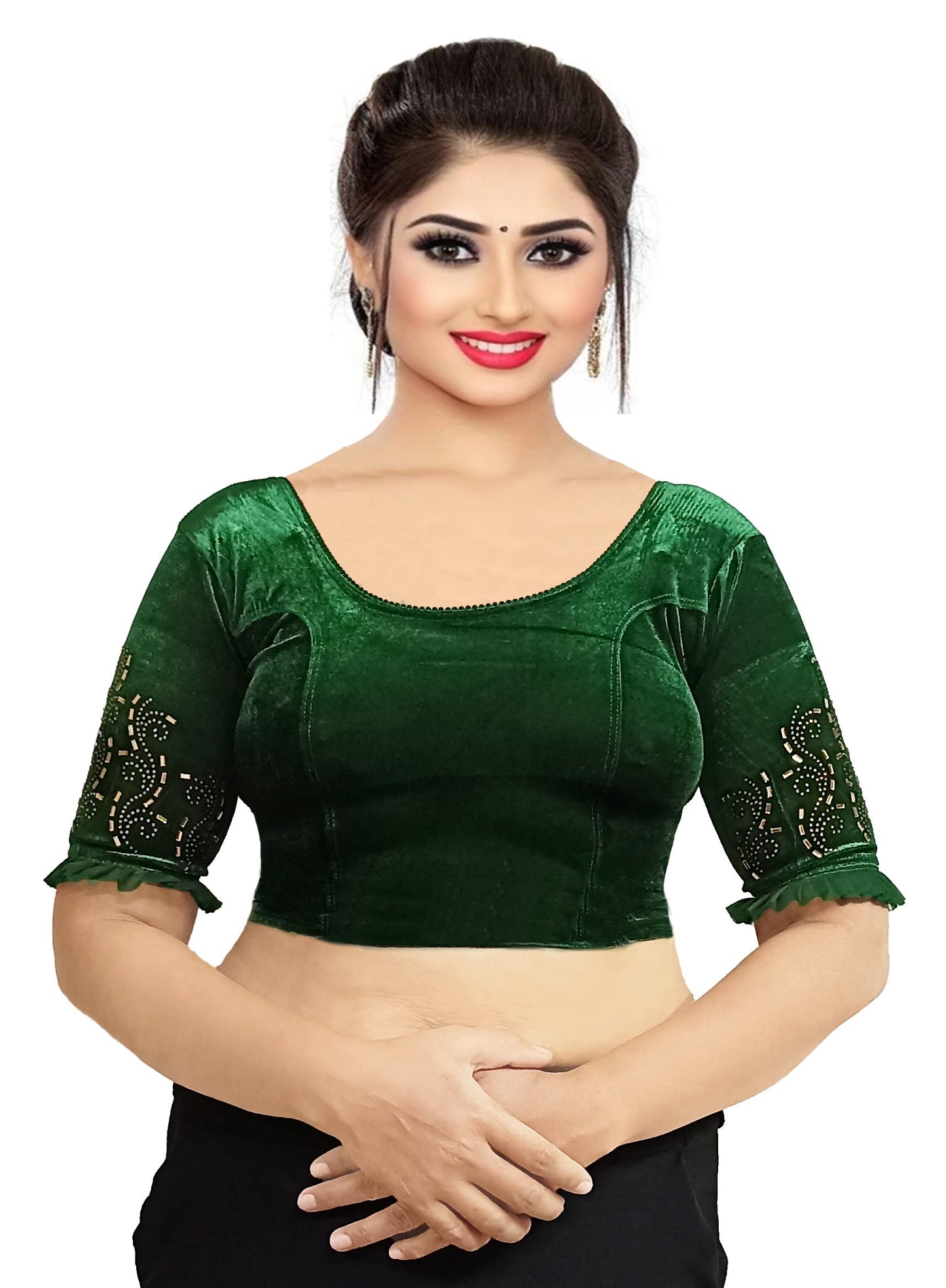 Partywear Soft Velvet Blouse with Stone Work
