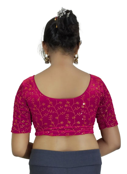 Velvet Saree Blouse with Golden Embroidery