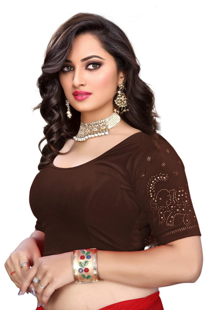 Velvet Blouse with Shimmering Golden Diamond Work