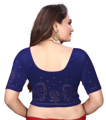 Velvet Blouse with Shimmering Golden Diamond Work