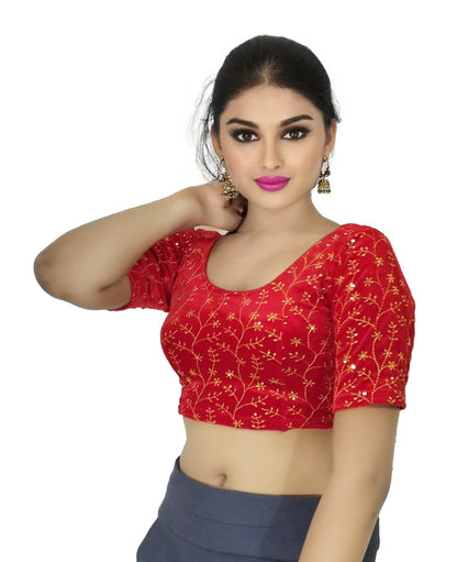 Velvet Saree Blouse with Golden Embroidery