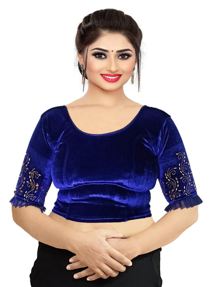Partywear Soft Velvet Blouse with Stone Work