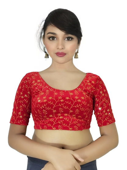 Velvet Saree Blouse with Golden Embroidery