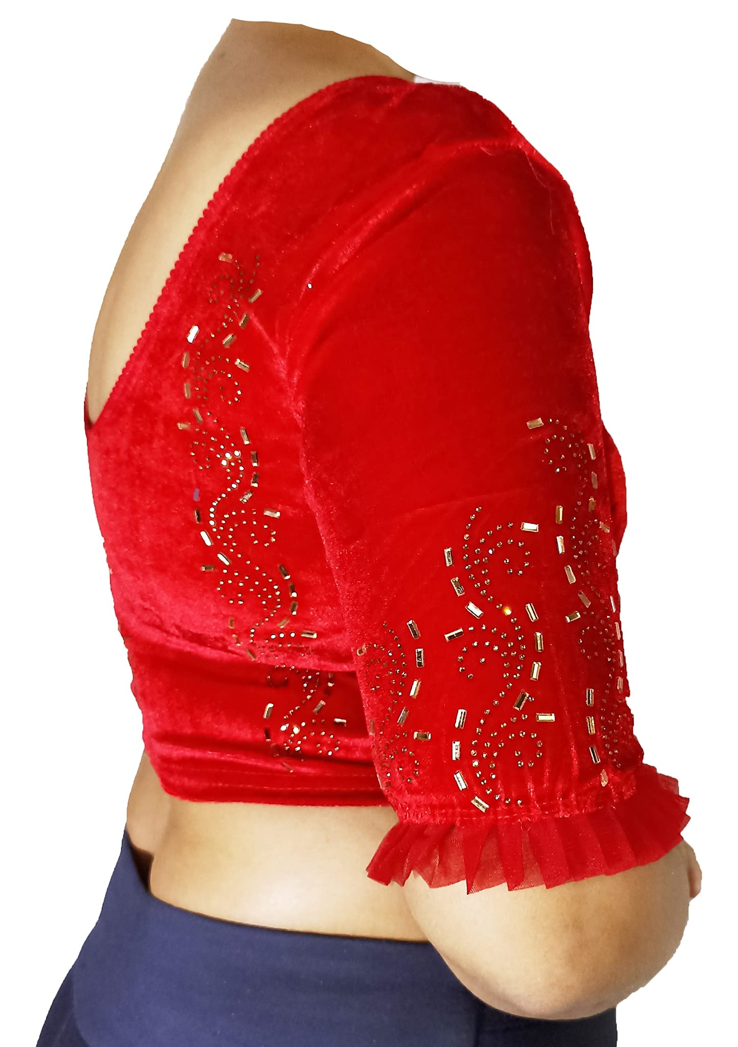Partywear Soft Velvet Blouse with Stone Work