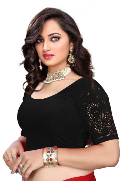 Velvet Blouse with Shimmering Golden Diamond Work