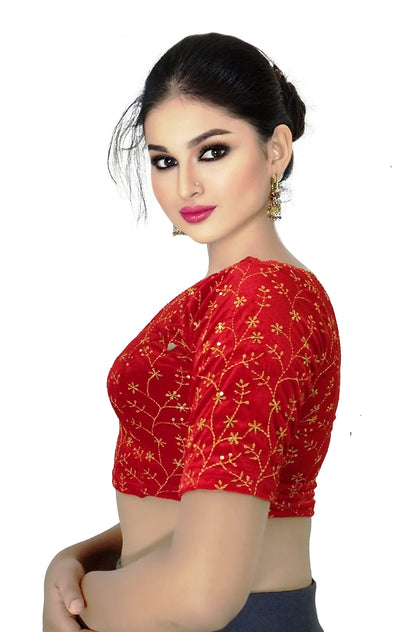 Velvet Saree Blouse with Golden Embroidery
