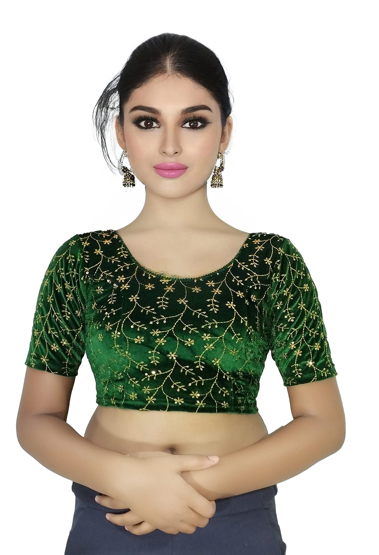 Velvet Saree Blouse with Golden Embroidery