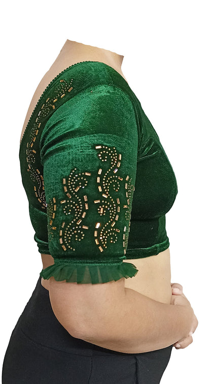 Partywear Soft Velvet Blouse with Stone Work