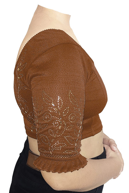 Saree Blouse with Stone Work & Frill Sleeves