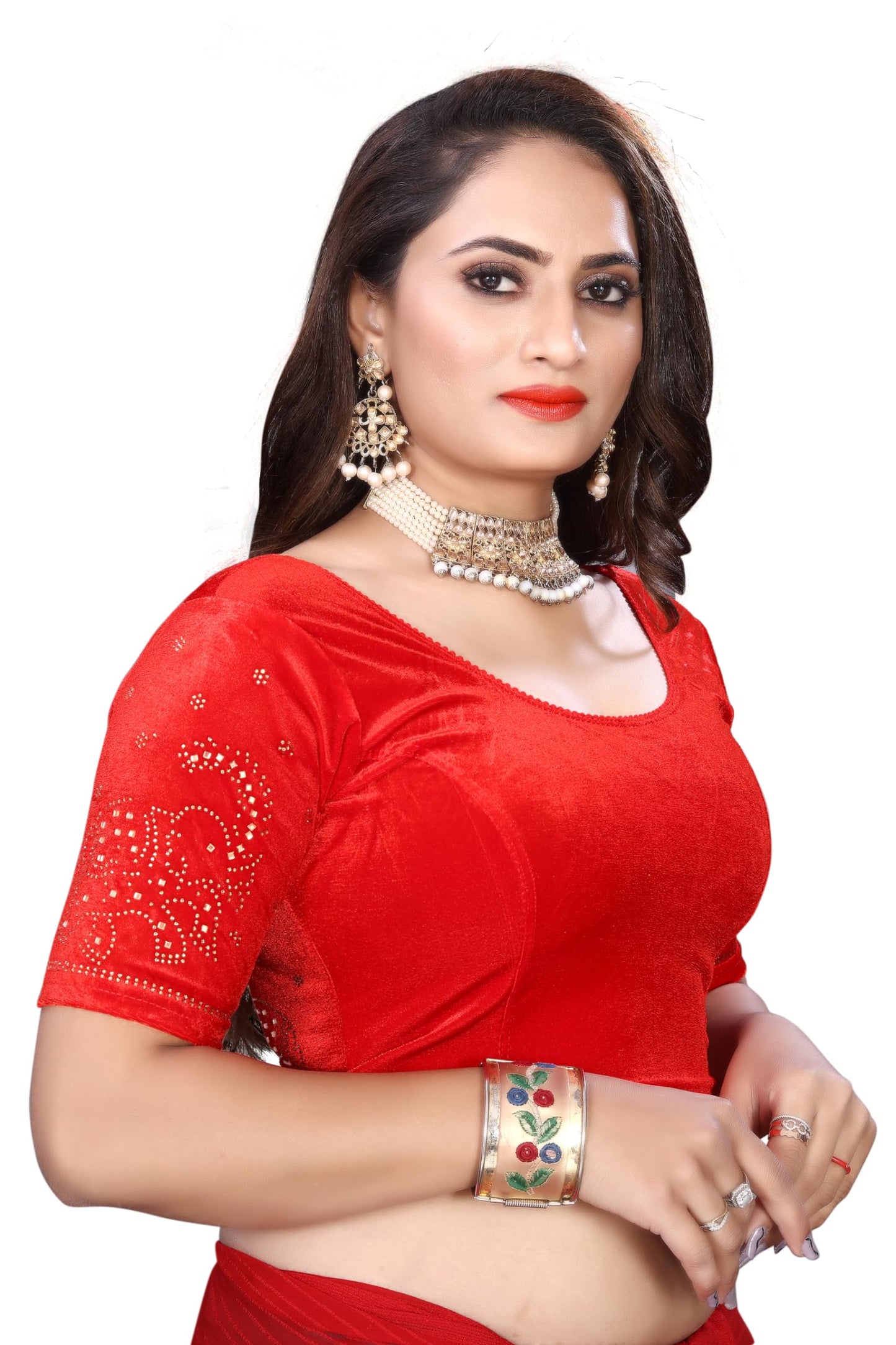 Velvet Blouse with Shimmering Golden Diamond Work