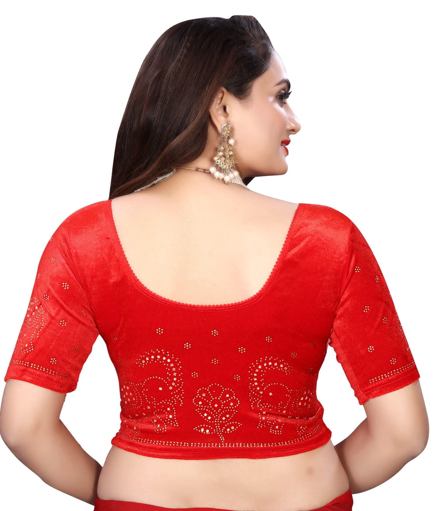 Velvet Blouse with Shimmering Golden Diamond Work