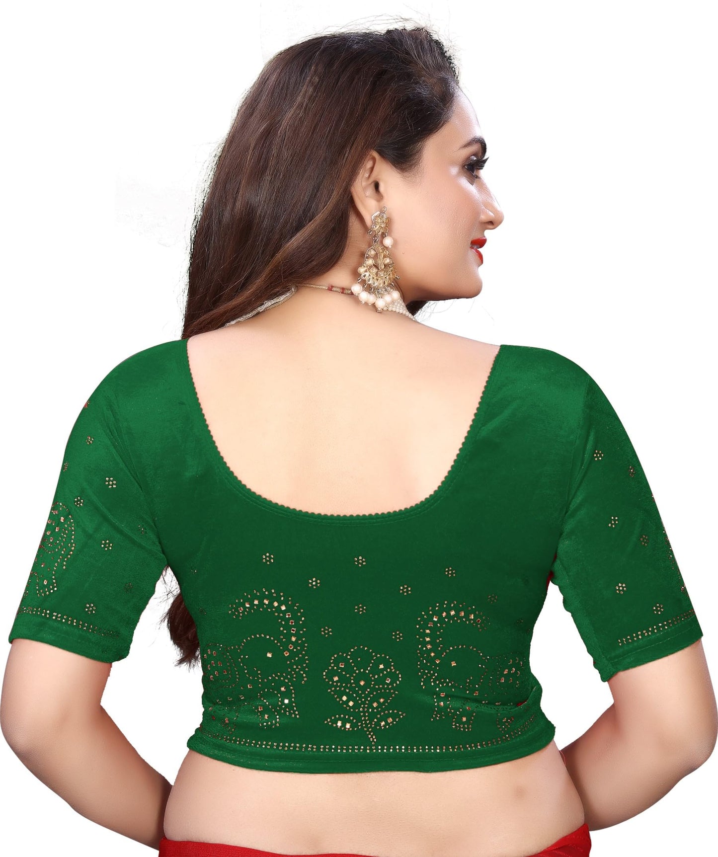 Velvet Blouse with Shimmering Golden Diamond Work