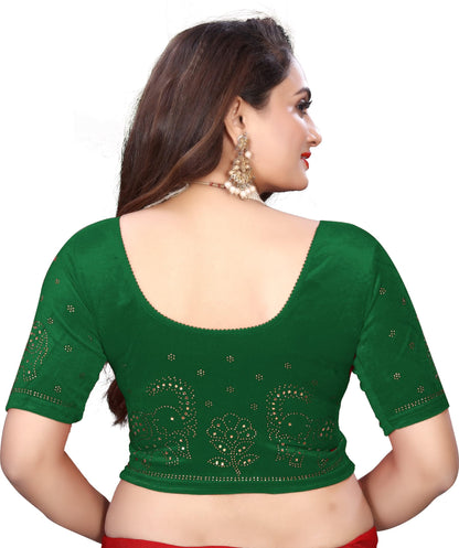 Velvet Blouse with Shimmering Golden Diamond Work