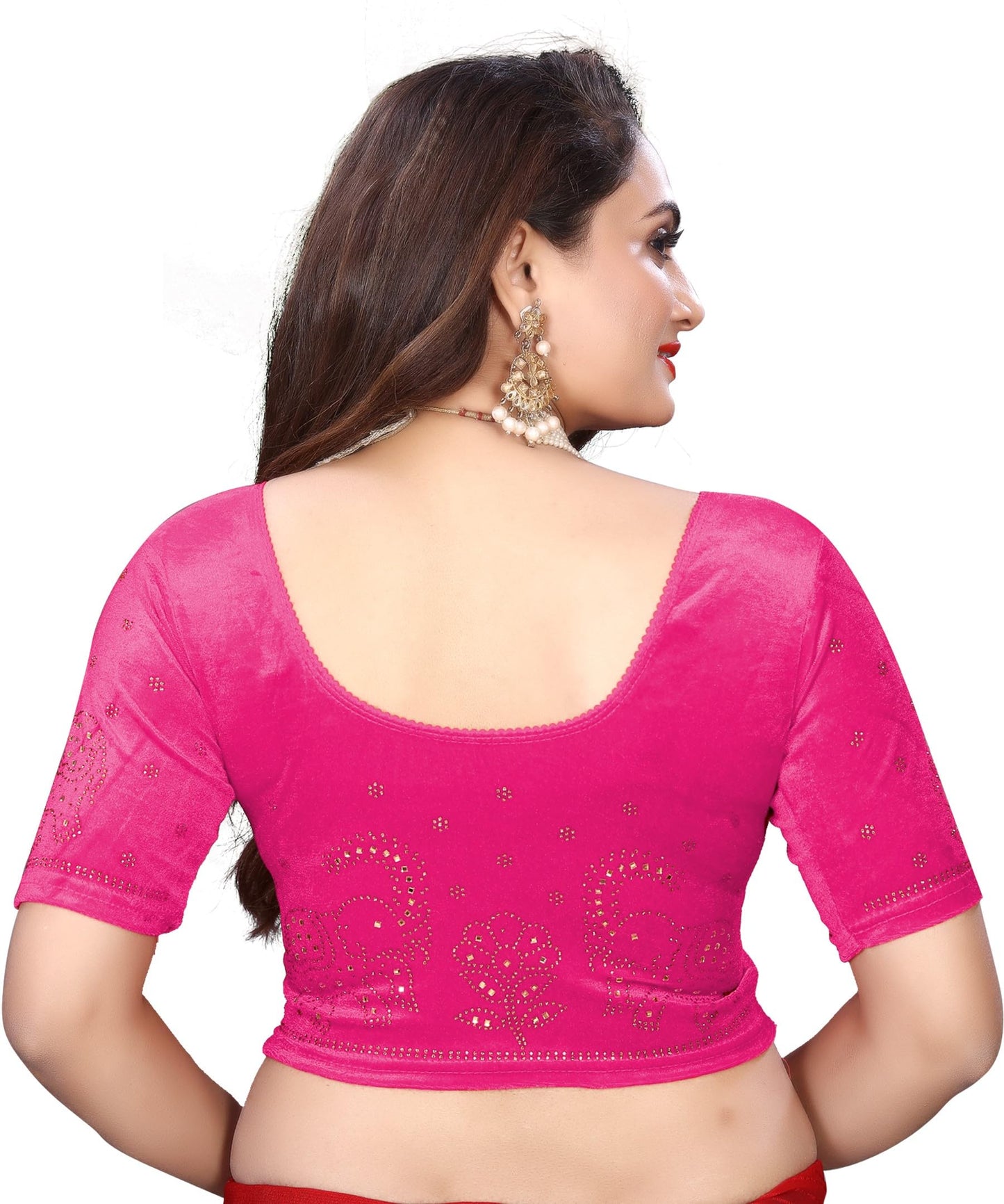 Velvet Blouse with Shimmering Golden Diamond Work